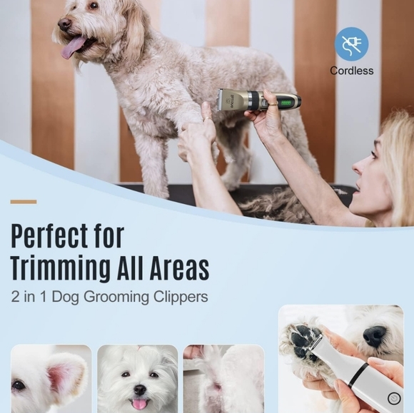 Dog Clippers and Dog Paw Trimmer Kit 2 in 1 Low Noise Cordless - Picture 6 of 6